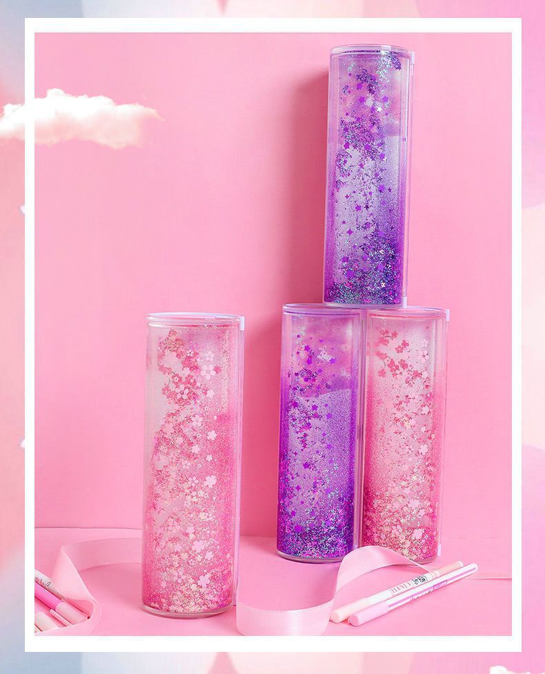 文具盒女孩男童流沙铅笔盒网红款圆筒装笔盒大容量多功能带计算器