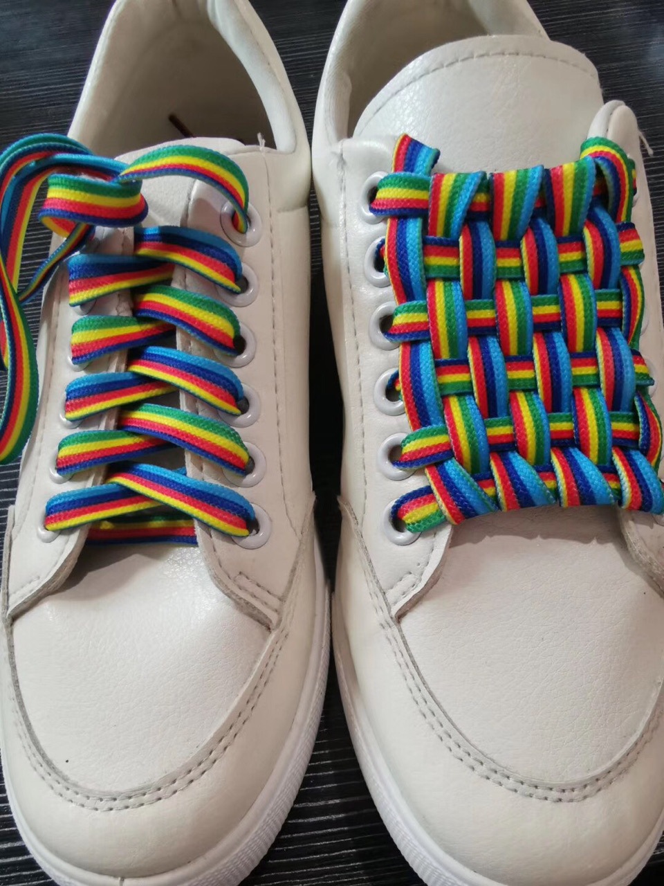 新款网红明星同款编织鞋带间色带圆绳