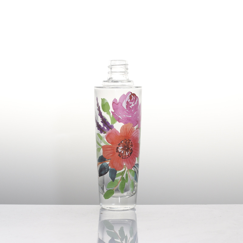 厂家生产100ml贴花爽肤水瓶蒙砂化妆品包装玻璃瓶水乳瓶定制logo