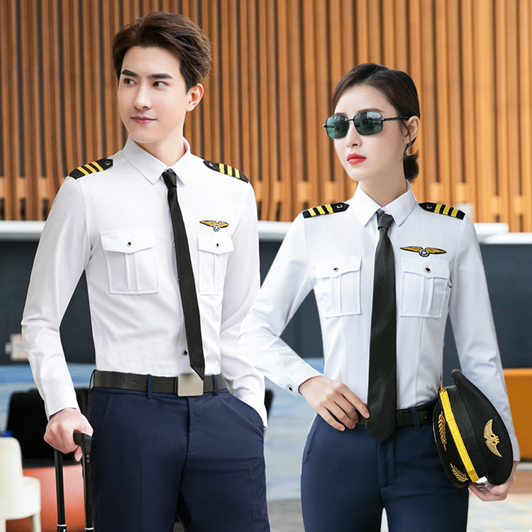 保安服空少空姐制服职业装机长高铁航空乘务员衬衣工作服形象物业