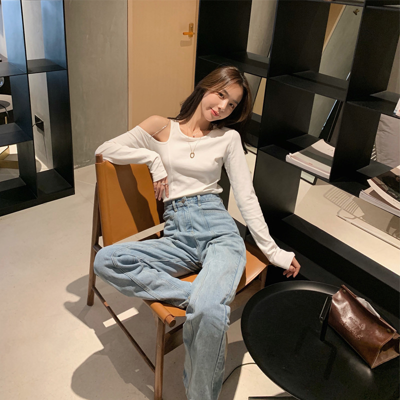 网红2020春夏!百搭时尚显瘦显腿长的个性破缝牛仔长裤女