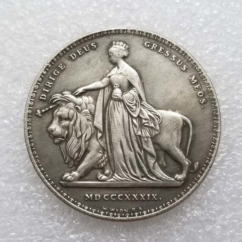 英国女王狮子银元硬币古玩收藏纪念币