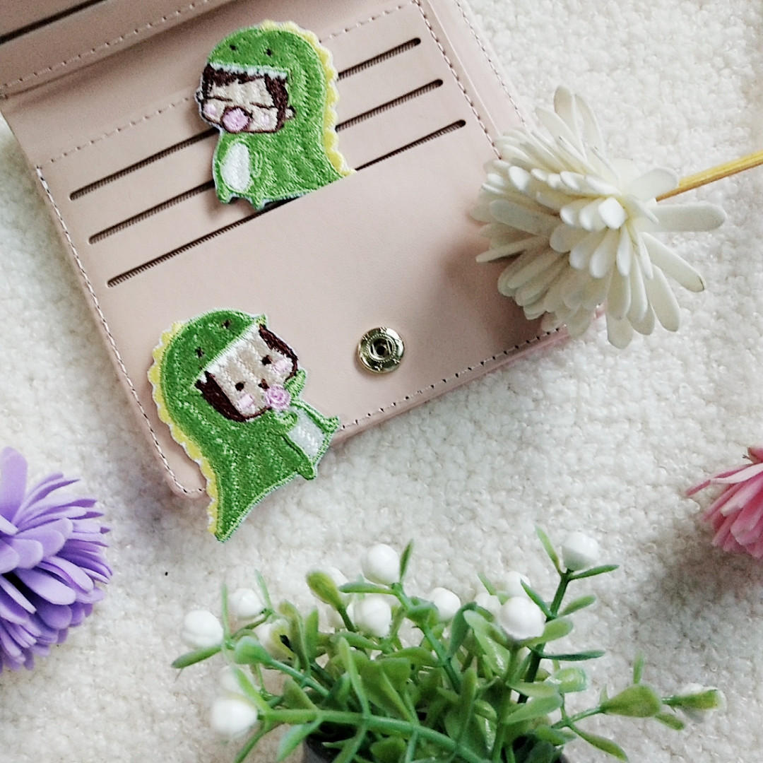 娜样可爱小恐龙刺绣布贴围巾装饰毛绒布贴衣服破洞补丁贴自粘