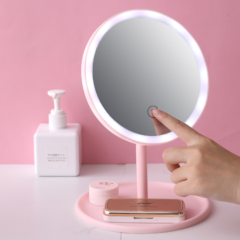 Internet Celebrity Led Make-up Mirror Desktop Dormitory Students Mirror with Light Fill Desktop Vanity Mirror Foldable and Portable Cosmetic Mirror