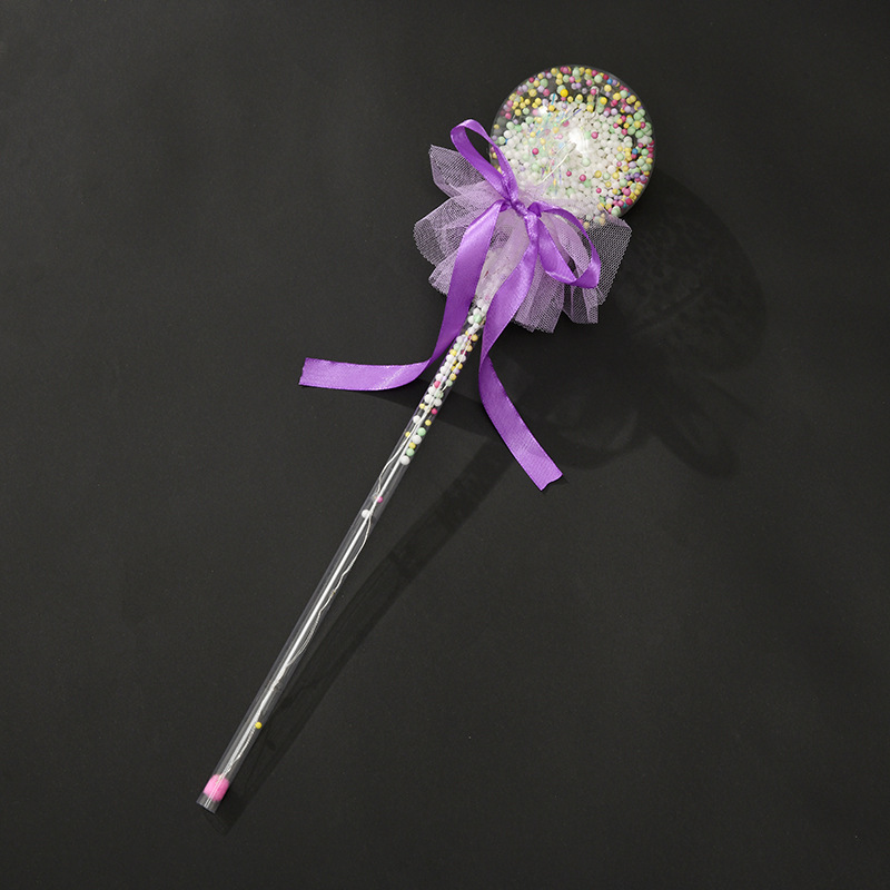 广场热卖发光玩具闪光圆形心形星空球闪光棒带蝴蝶结地摊魔法棒