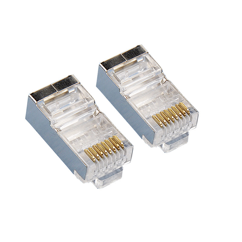 适用amp安普超六类屏蔽水晶头 六类ftp屏蔽水晶头 rj45镀金水晶头