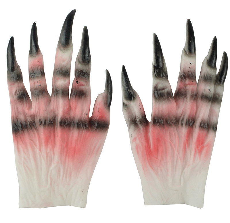 万圣节鬼爪化妆派对道具整蛊恐怖丧尸血手套cosplay魔鬼搪胶手套