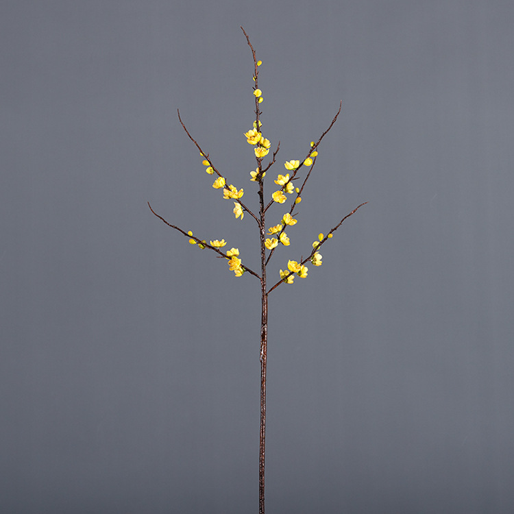 中式禅意腊梅干枝装饰仿真梅花枝会所家居摆放桃花假花直播道具