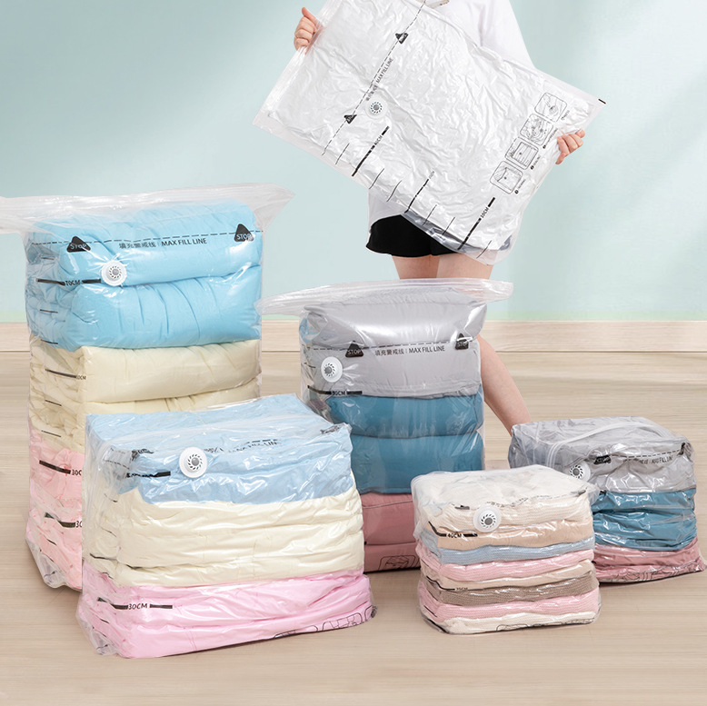 免抽气真空压缩袋特大号收纳衣物装棉被衣服羽绒服坐压式收纳袋子