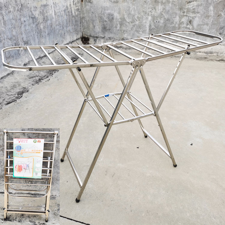 阳台家用不锈钢落地晾衣架折叠室内多功能婴儿挂衣架户外晒被子架