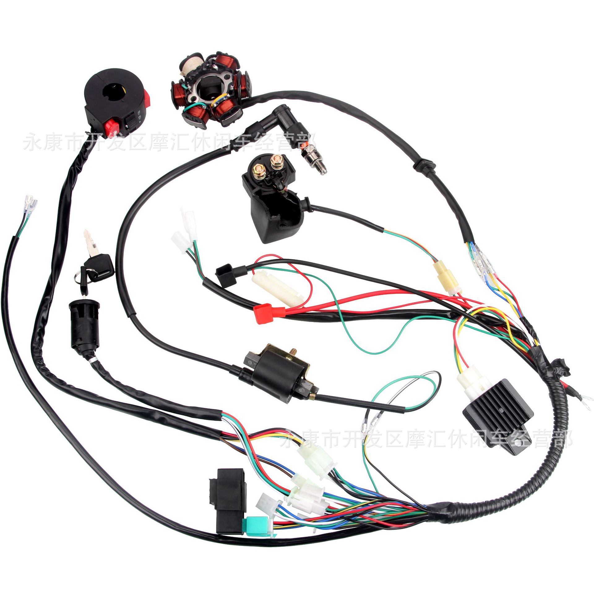 越野摩托车atv沙滩车配件70 90 110cc全车线束线路6级线圈点火cdi