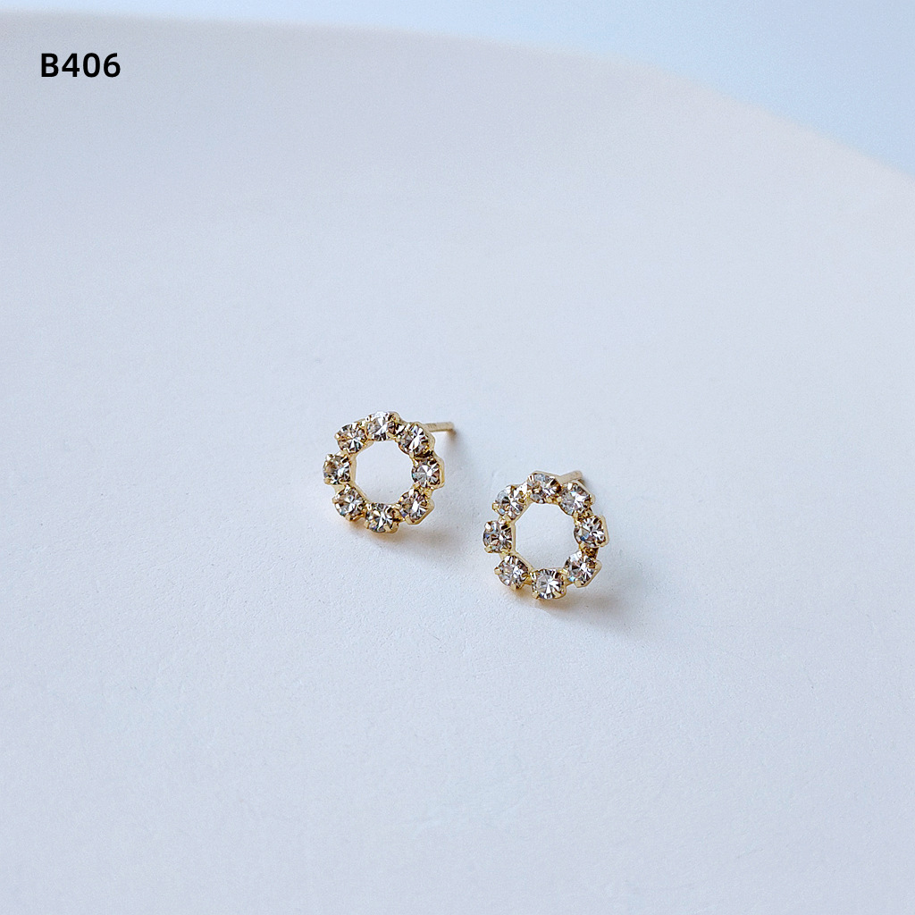 Bright Eyes 925 Silver Needle Plated 14K Real Gold Zircon Micro Inlaid Mini and Simple Small Ear Studs Female Bow Cross Earrings