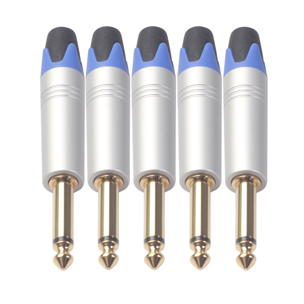 铝合金外壳镀金插头单声道大二芯电吉他线音频线diy焊接插头