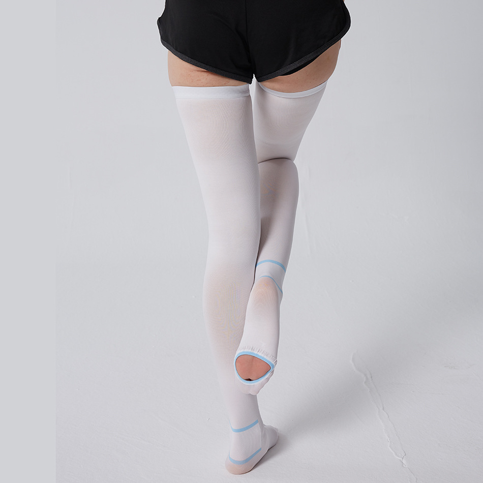 Grade 1 Long-Barreled Compression Stockings White Thrombosis Socks Thigh Supporter Socks Venous Elasticity Pregnant Women Nurse Foot Sock