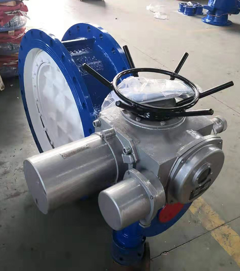 沪天阀门 大口径电动蝶阀d942x 国标双向电动直通式法兰铸铁蝶阀