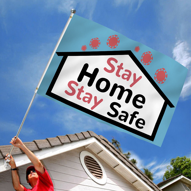 stay at home旗帜定做病毒派对防疫标语隔离横幅亚马逊跨境热卖