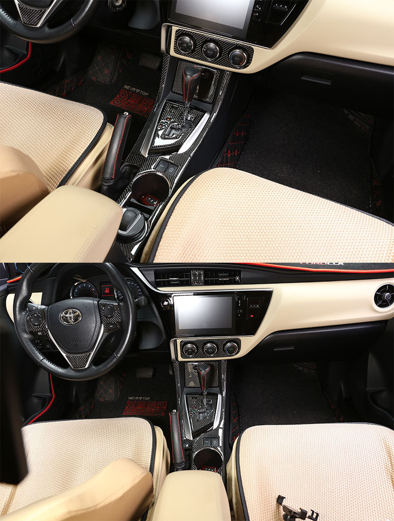 卡罗拉适用于14-18款丰田卡罗拉 内饰改装配件真碳纤维装饰贴大全