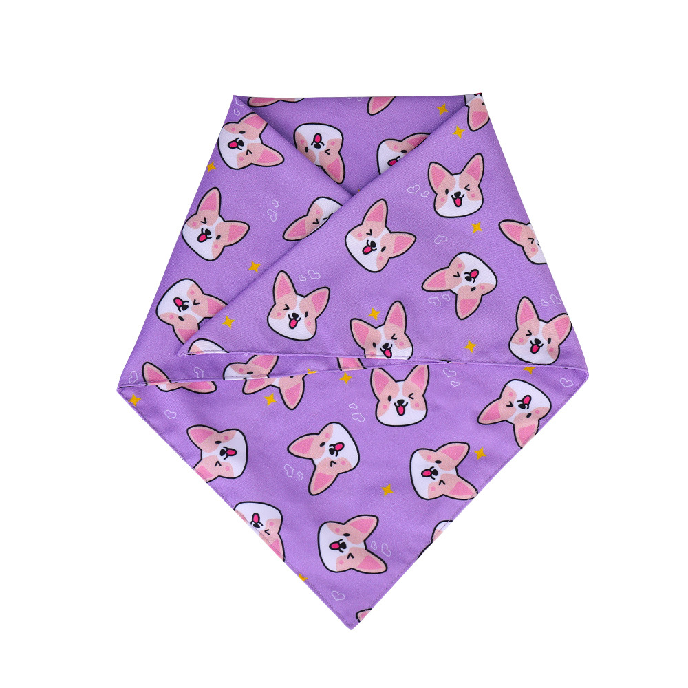 跨境新款卡通可爱狗狗三角巾双层可折叠宠物口水巾柔软小中大型犬