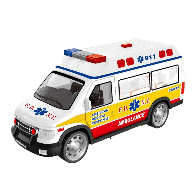 新品大号合金120救护车模型仿真911紧急救援车耐摔回力儿童玩具车