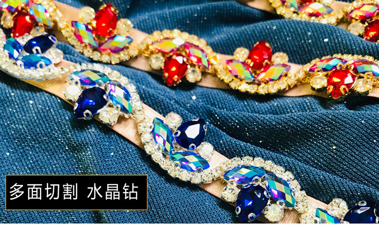 肚皮舞腰链新款东方舞配饰水钻肚脐链炫彩钻链腰饰女腰封腰带