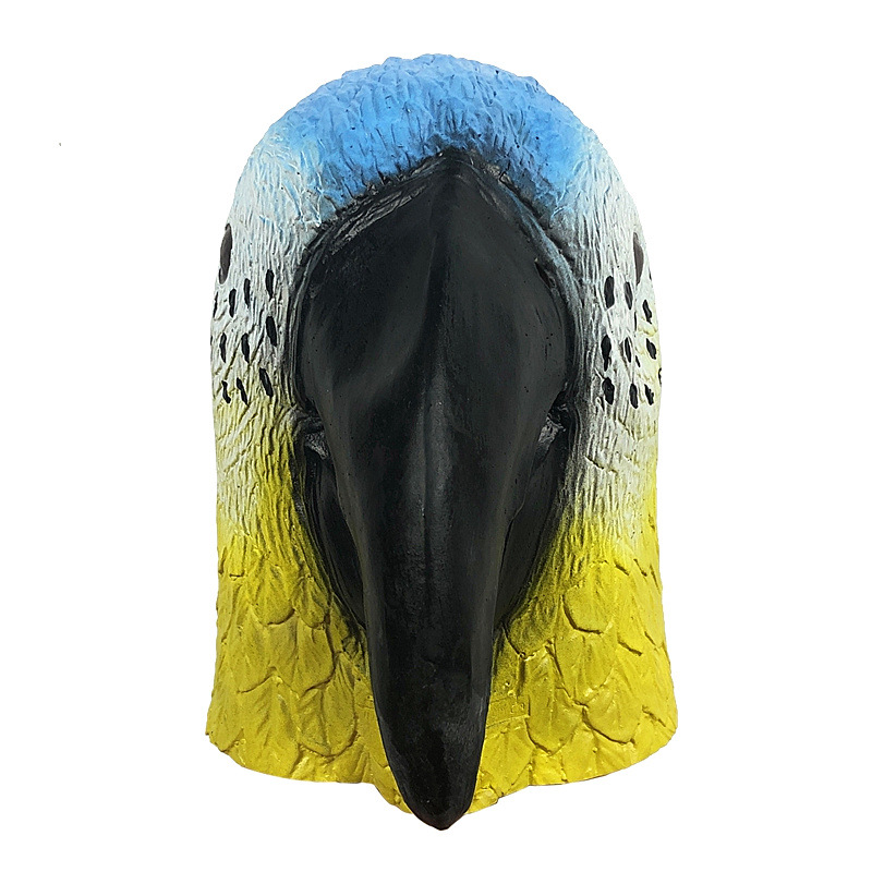 可爱鹦鹉鸟头套动物面具化妆舞会搞笑乳胶头饰万圣节派对表演道具