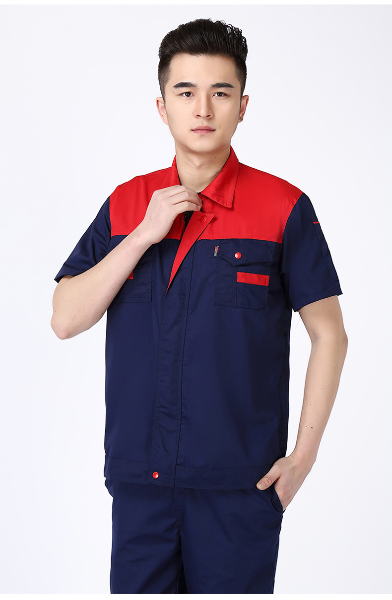 夏季短袖工作服套装男女透气劳保工装厂服车间工衣汽修服现货批发