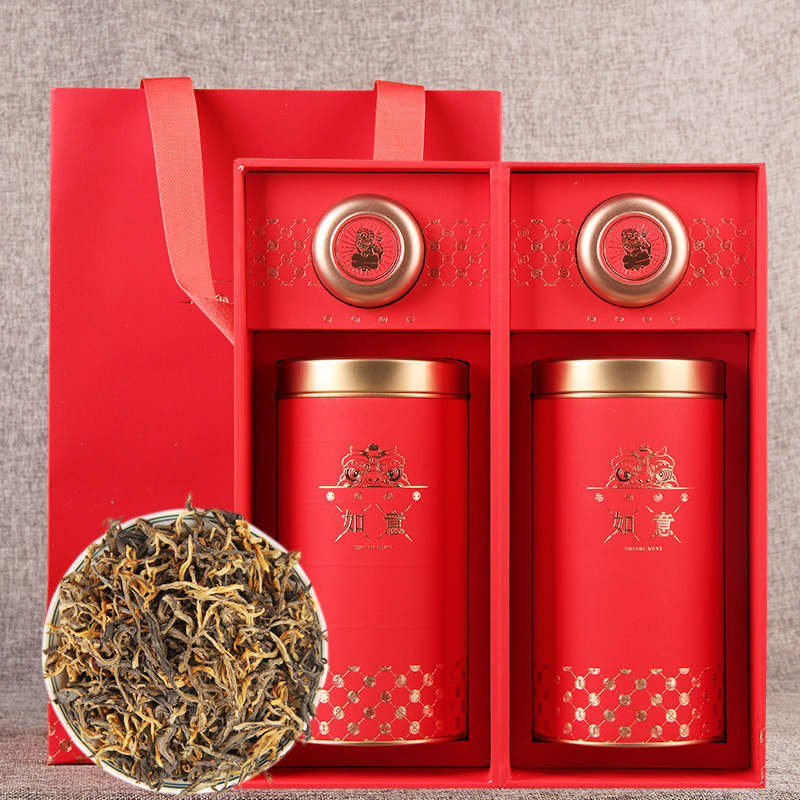批发茶礼如意红茶礼盒 凤庆滇红茶 古树曲红 浓香红茶200g/套