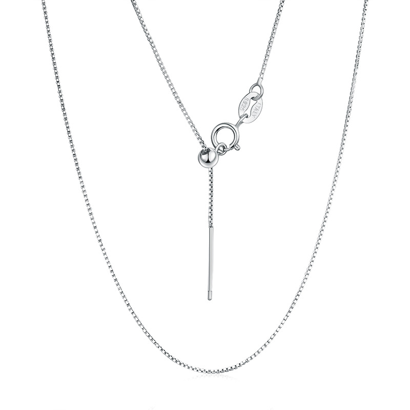 S925 Sterling Silver Universal Necklace for Women as Right as Rain String Beads with Needle Adjustable Pearl Chopin Needle Box Chain