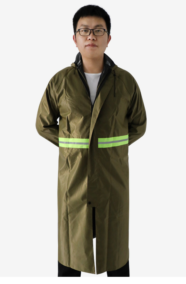 可印字成人雨衣牛津布长款 大褂式户外工地劳保反光连体雨衣批发