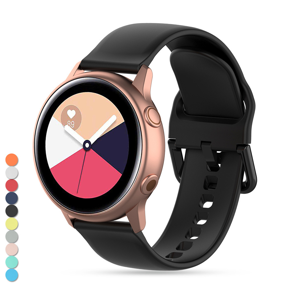 适用于三星galaxy watch 3 41mm/active 2腕带硅胶表带黑钢扣款