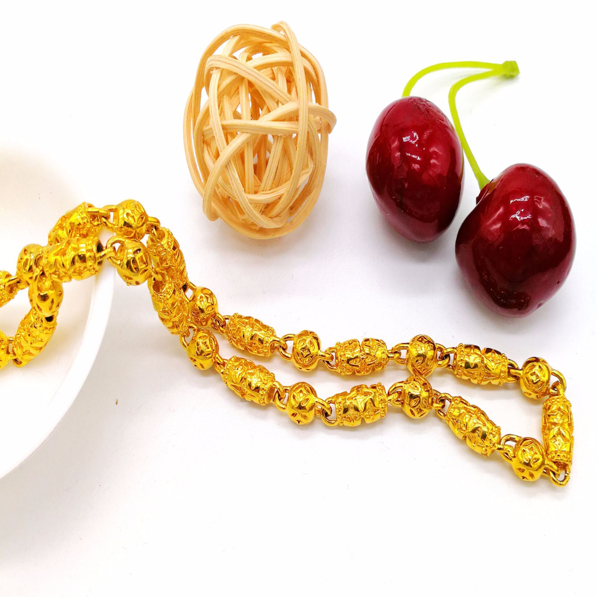 时尚配饰越南沙金男士橄榄项链 金钱珠链仿黄金镀金首饰 工厂直销