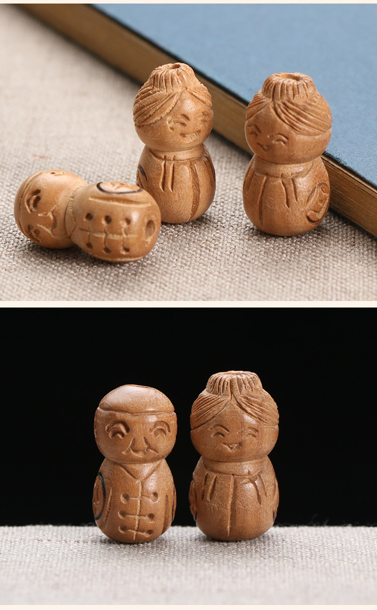 厂家供应桃木地主公 地主婆 老头子 桃木老婆婆桃木雕刻配饰