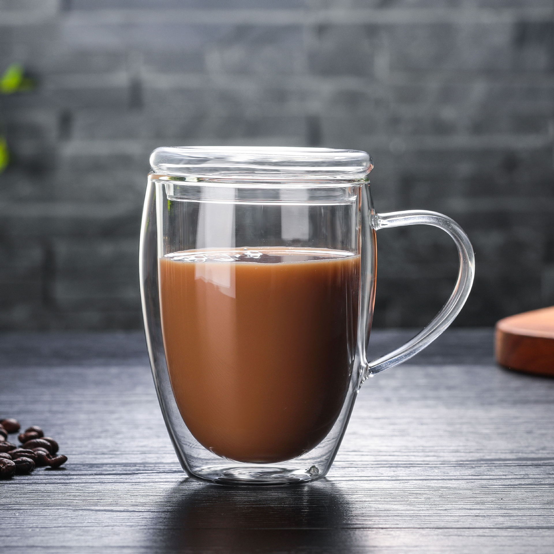 耐温差双层玻璃杯可批发logo玻璃双层咖啡杯创意带把玻璃杯