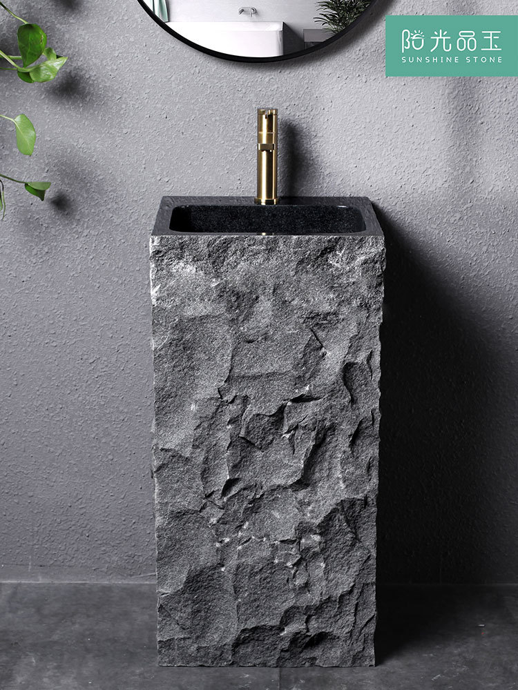 石头立柱盆落地式户外庭院洗手盆家用水槽阳台轻奢洗手台