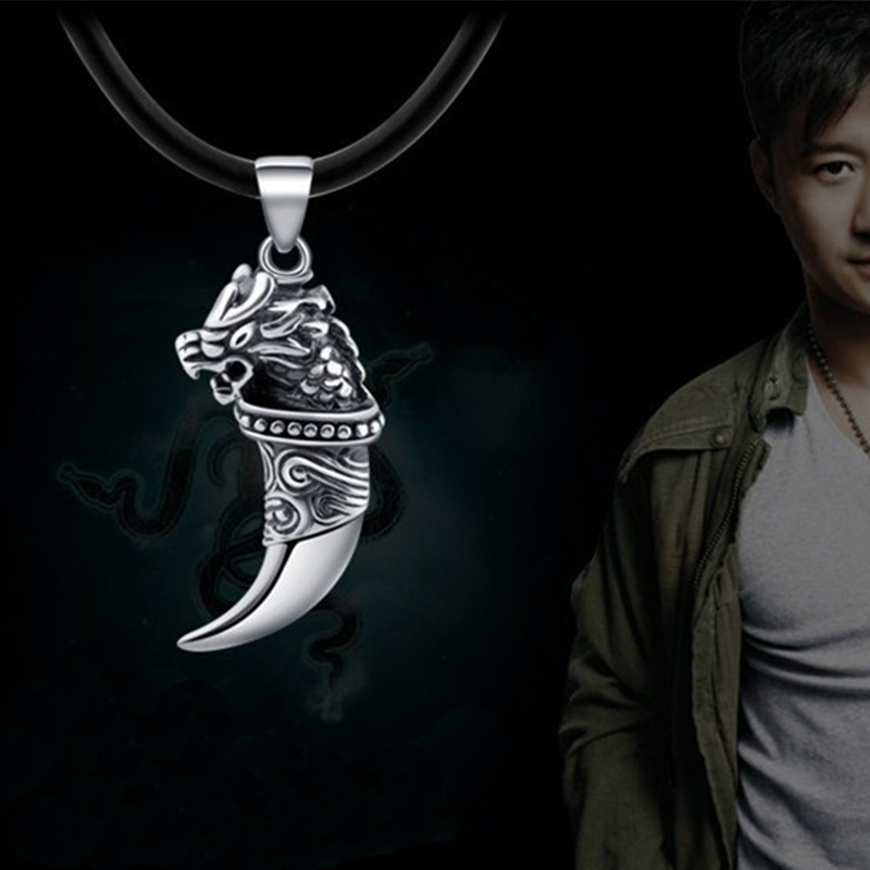 吴京同款时尚复古狼牙吊坠项链个性狼头潮男项饰霸气嘻哈项坠