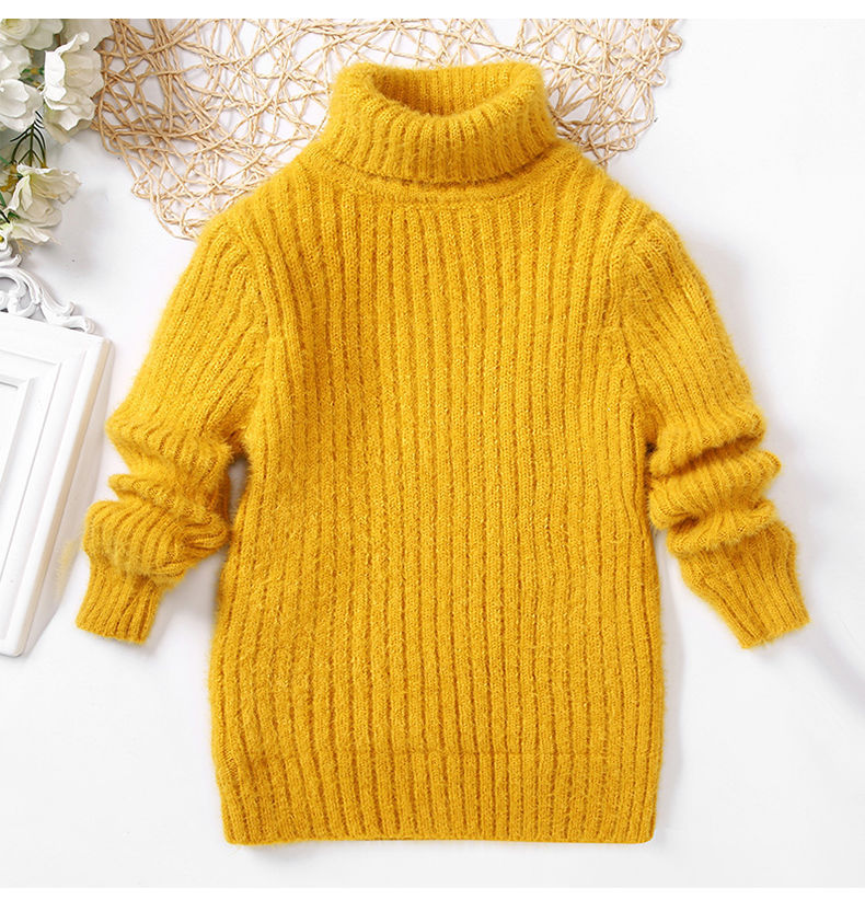 女童毛衣加绒加厚中大童2020新款针织衫女孩儿童高领毛线衣