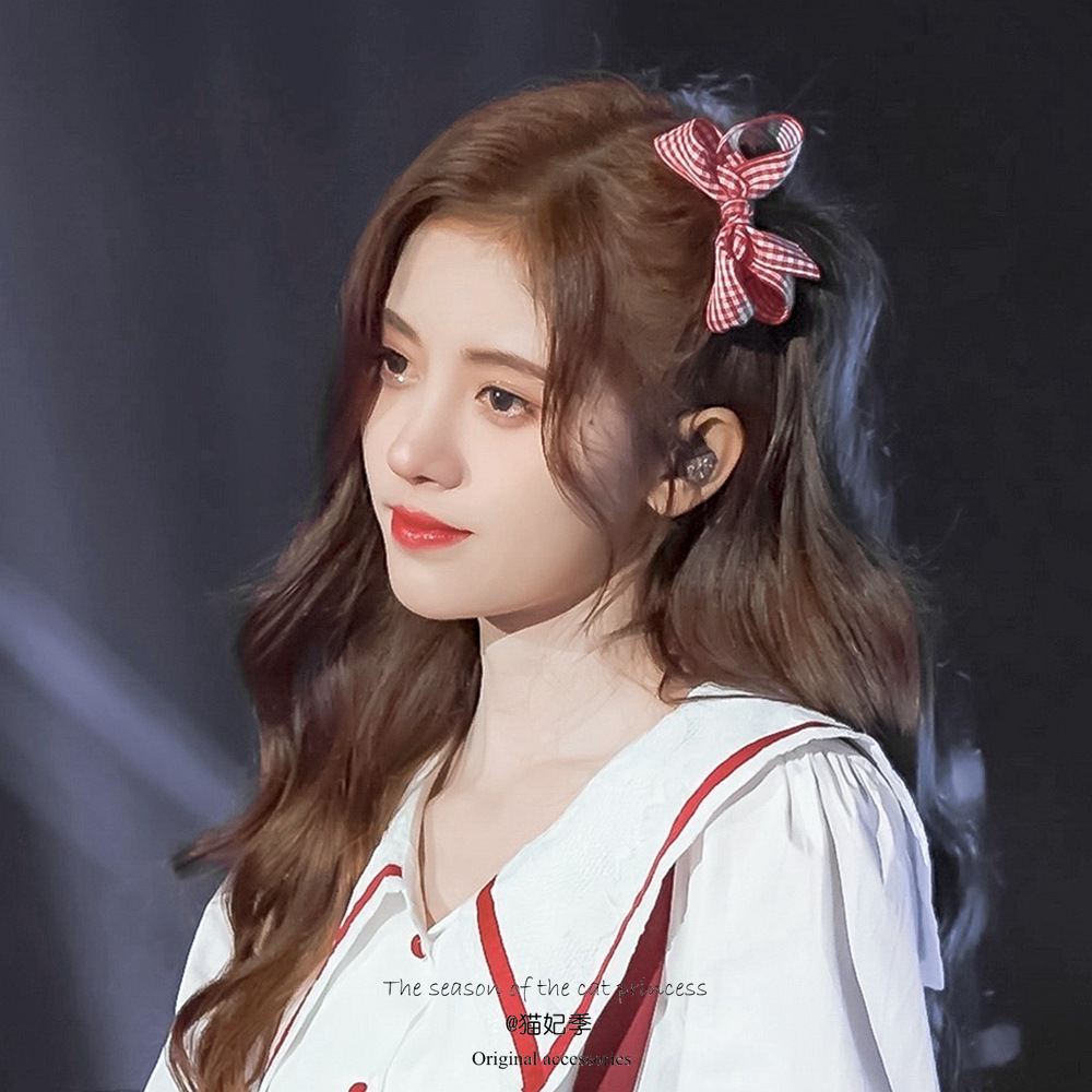 鞠婧祎同款格子蝴蝶结发夹女发饰夹子头饰发绳头绳日系发带