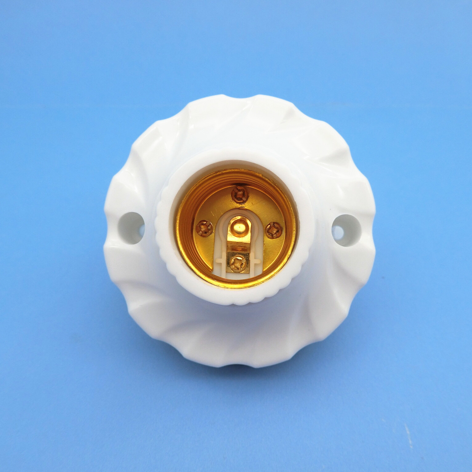 8公分底圆形e27螺口平灯座80mm塑料灯头led平灯座白色灯座