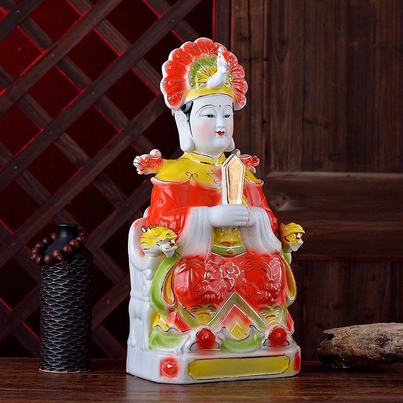 厂家批发16~24寸凤冠老母 碧霞元君 泰山奶奶陶瓷工艺神像