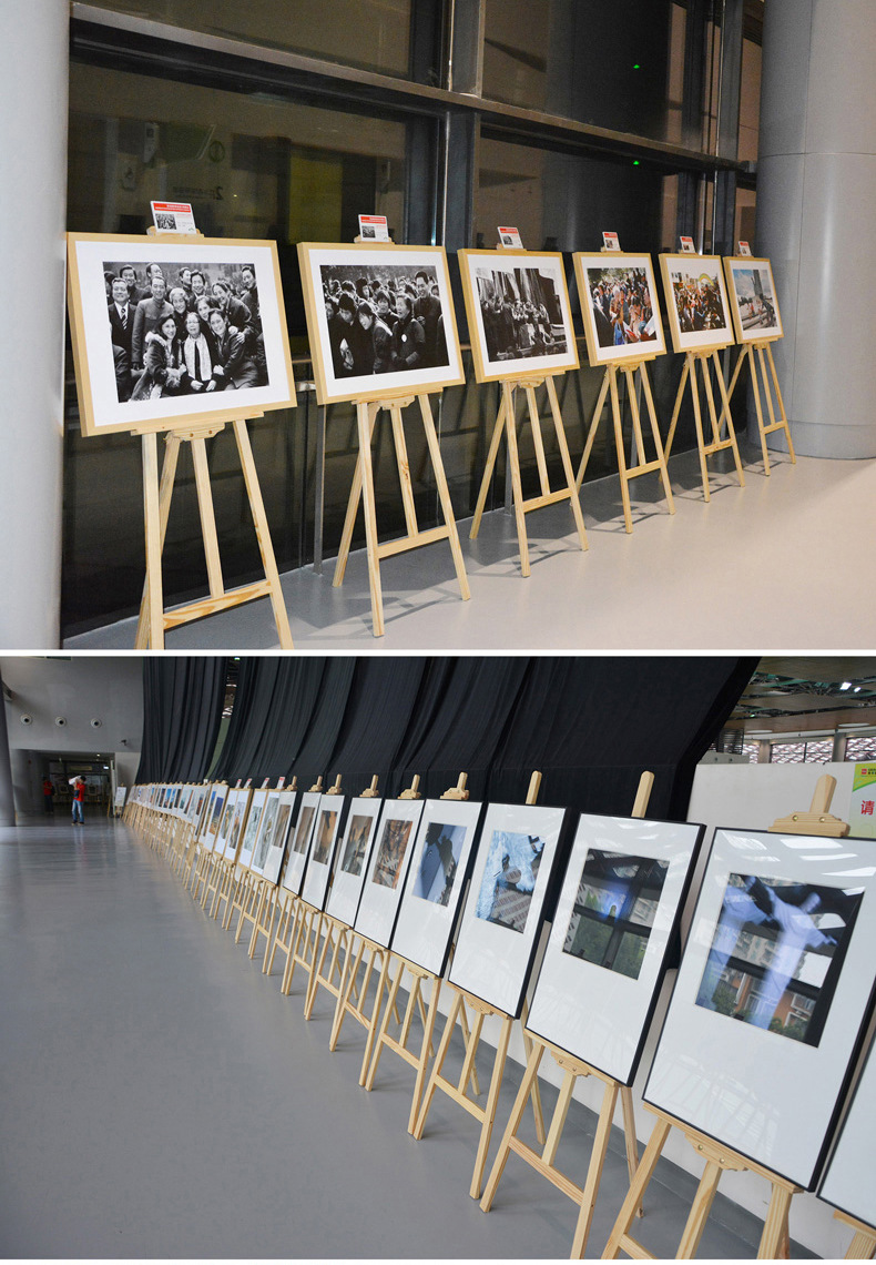 宣传用木质展架立式落地式kt板海报架广告牌展示架木头挂画架定制