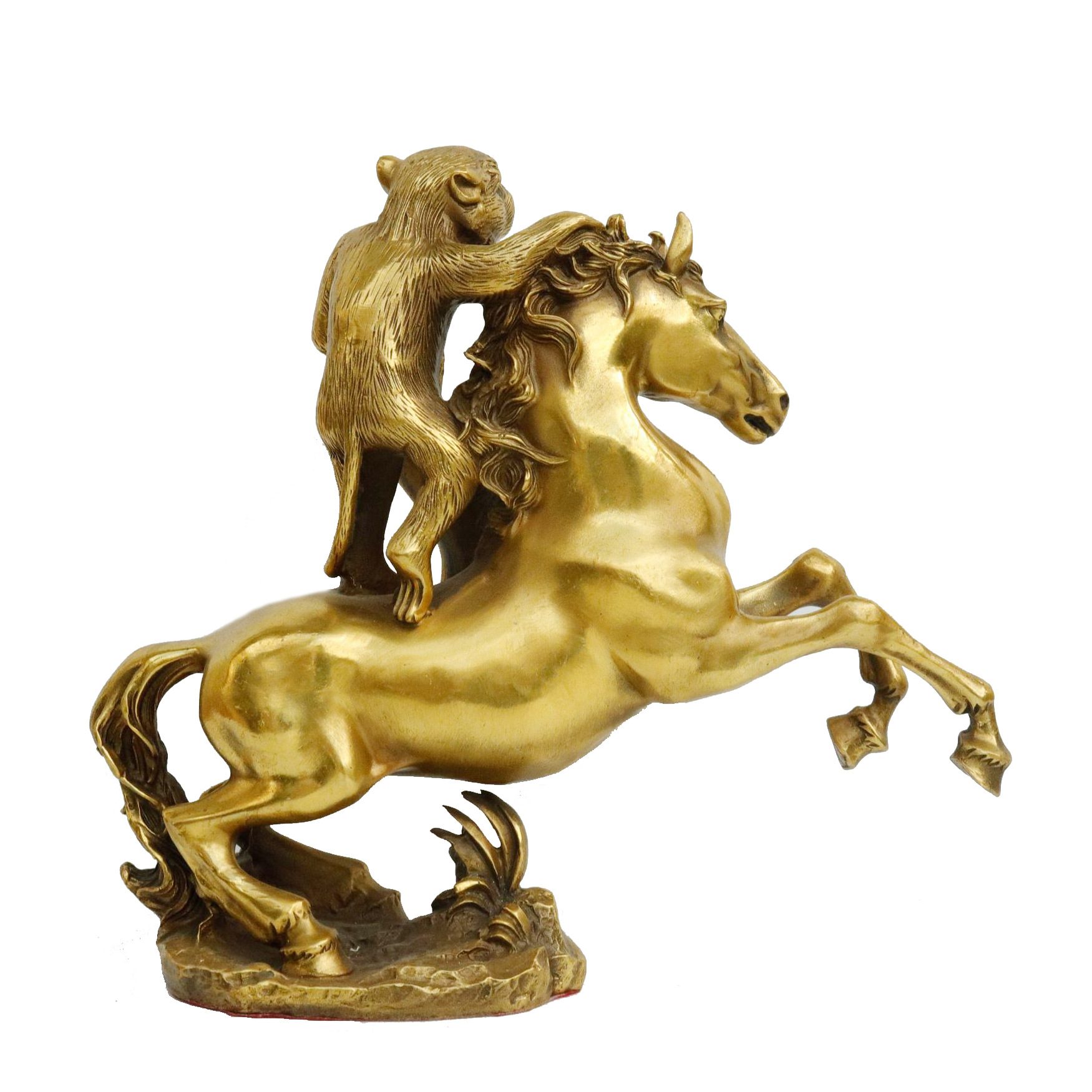 纯黄铜马马上封侯生肖马办公室工艺品家居客厅装饰品摆件