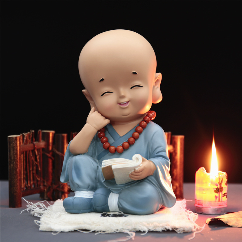 少林功夫禅意小和尚装饰礼品树脂摆件学生礼品创意桌面摆件工艺品