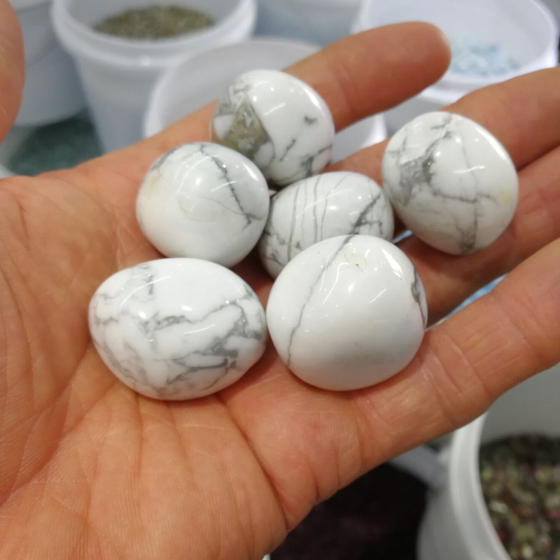 约20~30毫米天然白松石裸石滚石 鱼缸多肉盆景石七宝石100克价