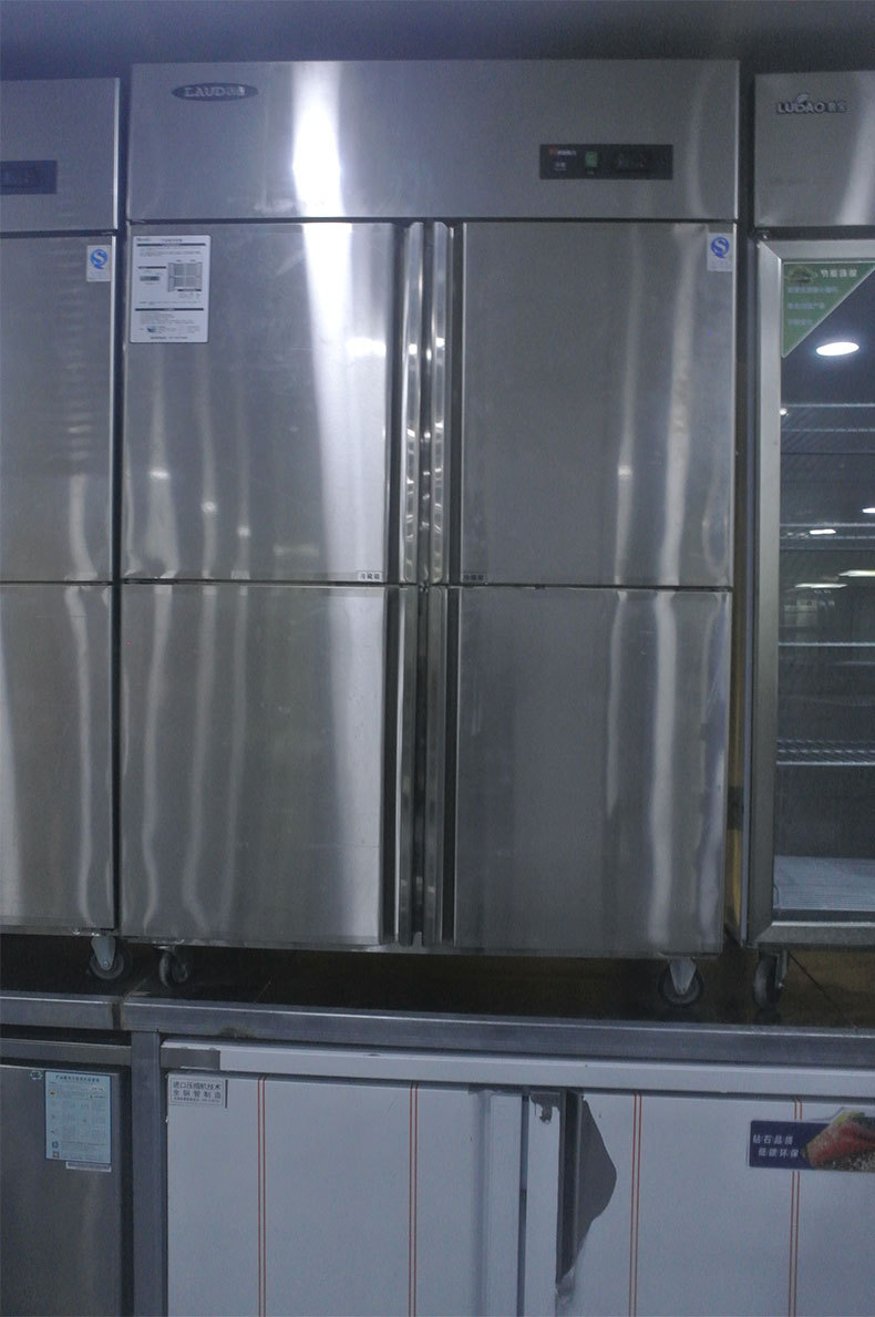 酒店食堂厨房设备 立式四门冰箱 商用厨房设施 冷藏冷冻厨房
