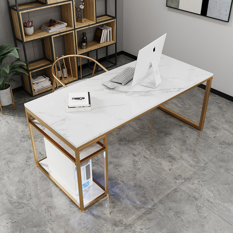 北欧大理石单人书桌员工办公桌简约台式电脑桌椅设计师简易工作台