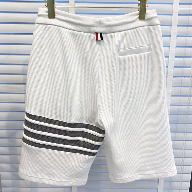 tb华夫格条纹四杠短裤五分裤休闲度假男女情侣同款沙滩裤