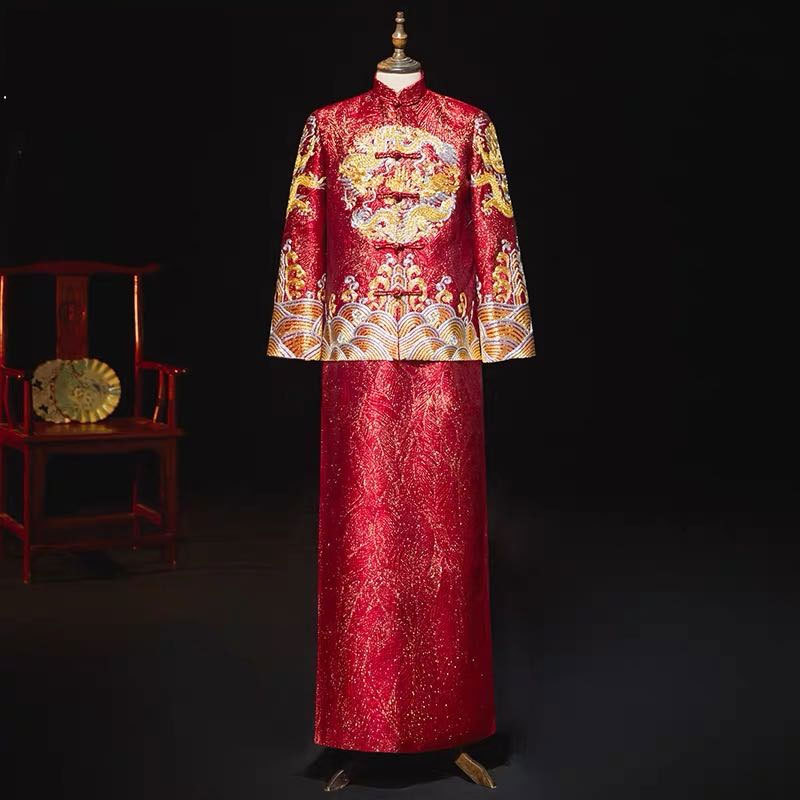 新郎秀禾服男装2022新款春季男士敬酒服中式结婚古代唐装男款秀和