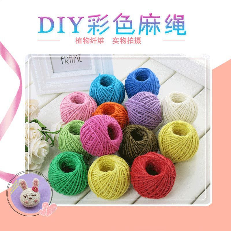 Colored Hemp Rope Tag Rope Kindergarten Photo Wall DIY Hand-Woven Clip Decorative Rope Jute Rope 90 M