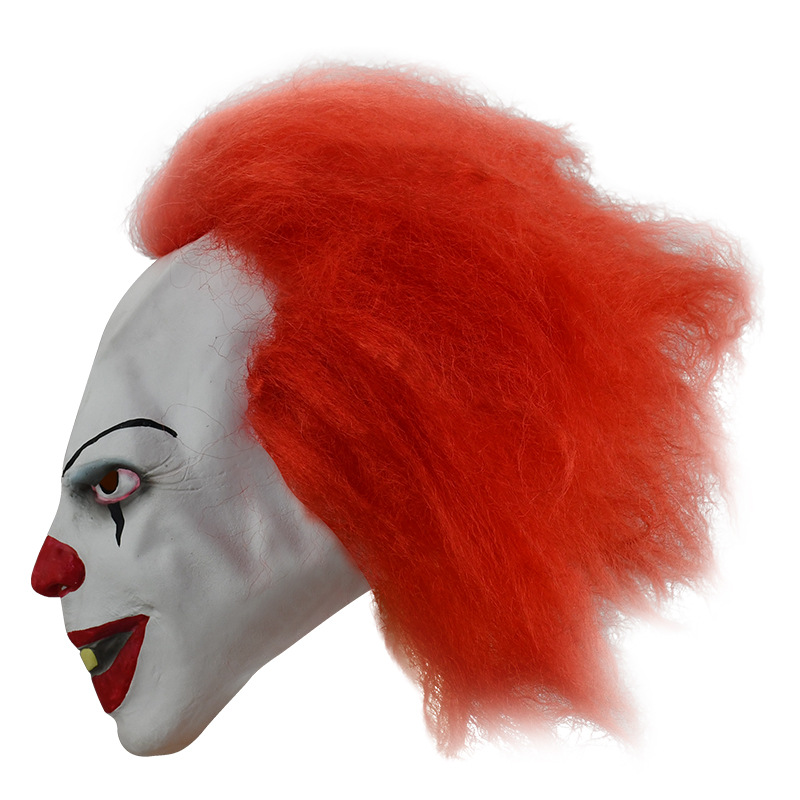 酒店恐怖乳胶面具万圣节红发小丑回魂 影视道具恐怖惊悚小丑头套