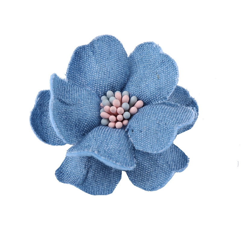布艺花朵牛仔花韩版牛仔花定型花diy手工花朵手工发饰diy手工花
